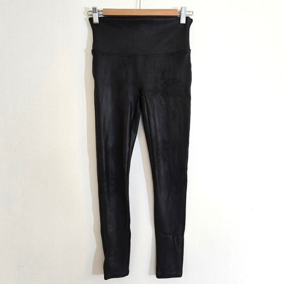 SPANX Faux Leather High-Waisted Leggings Black Medium Petite - Picture 1 of 8